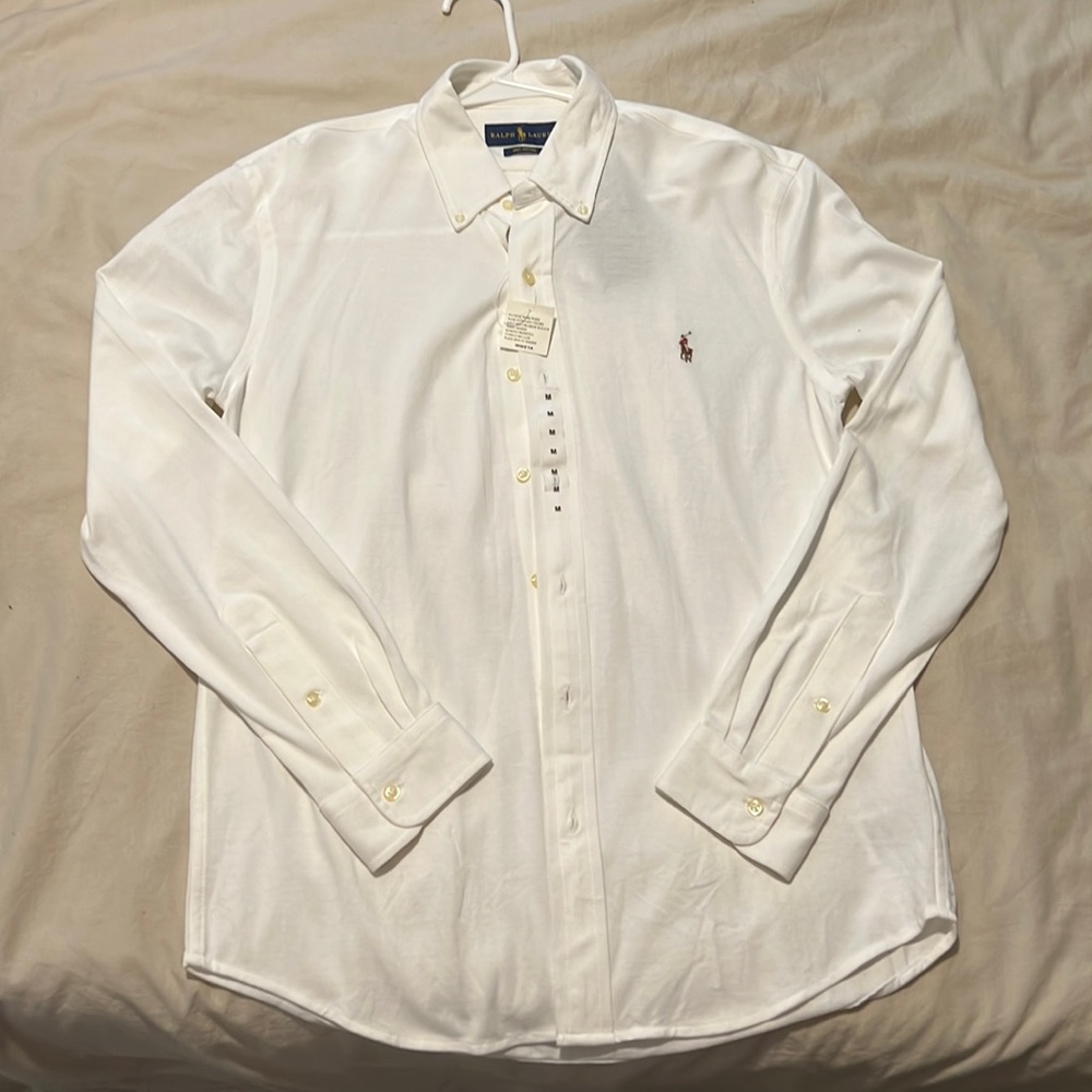 Ralph Lauren Knit Cotton White Shirt - Size Medium